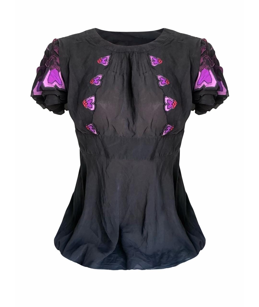 GUCCI Черная шелковая блузы, фото 1