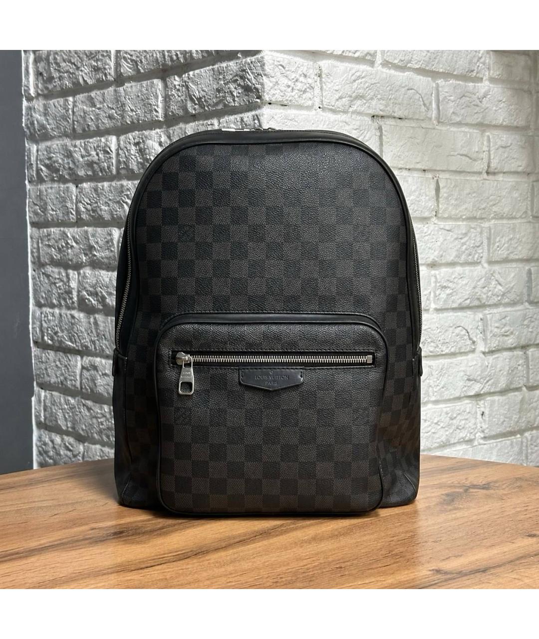 LOUIS VUITTON Черный канва рюкзак, фото 4