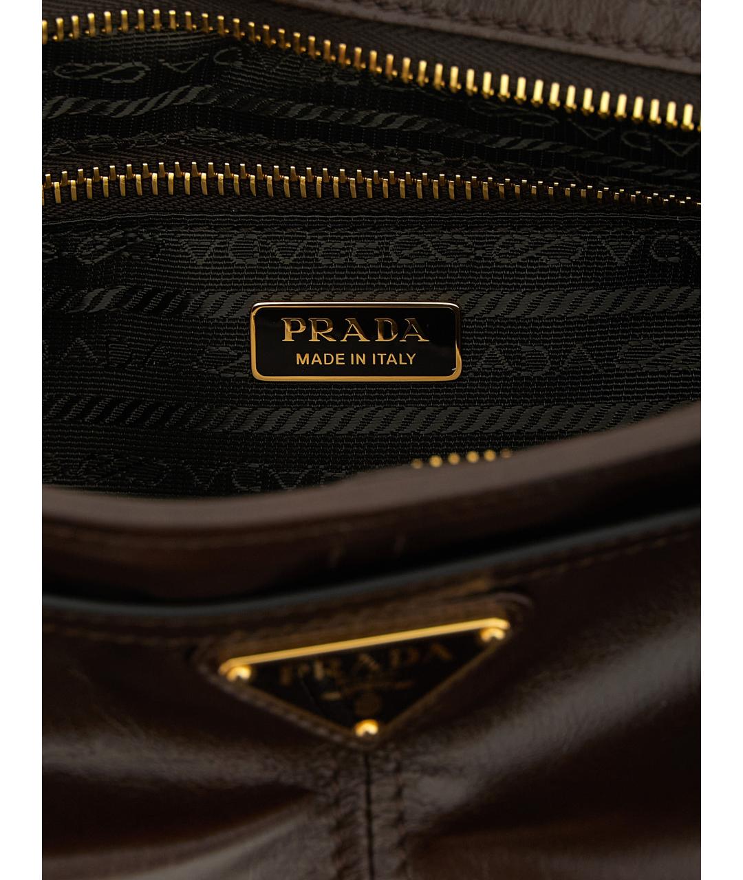 PRADA Коричневая кожаная сумка через плечо, фото 4
