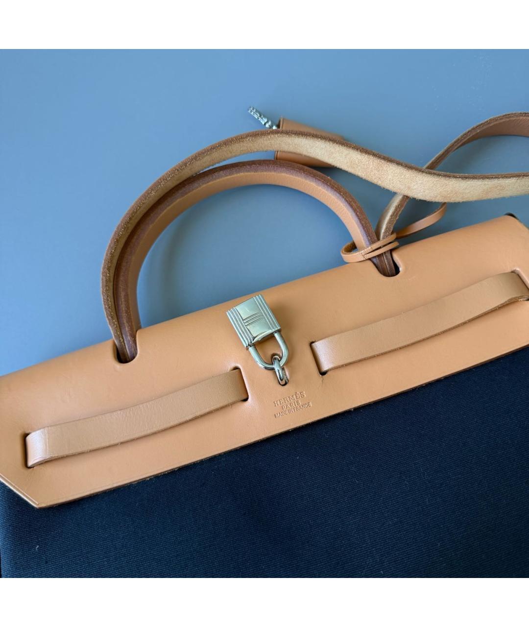 HERMES Коричневая тканевая сумка через плечо, фото 5