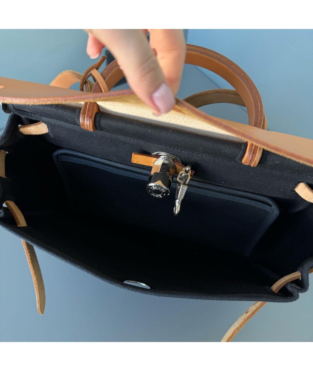 HERMES Коричневая тканевая сумка через плечо, фото 8