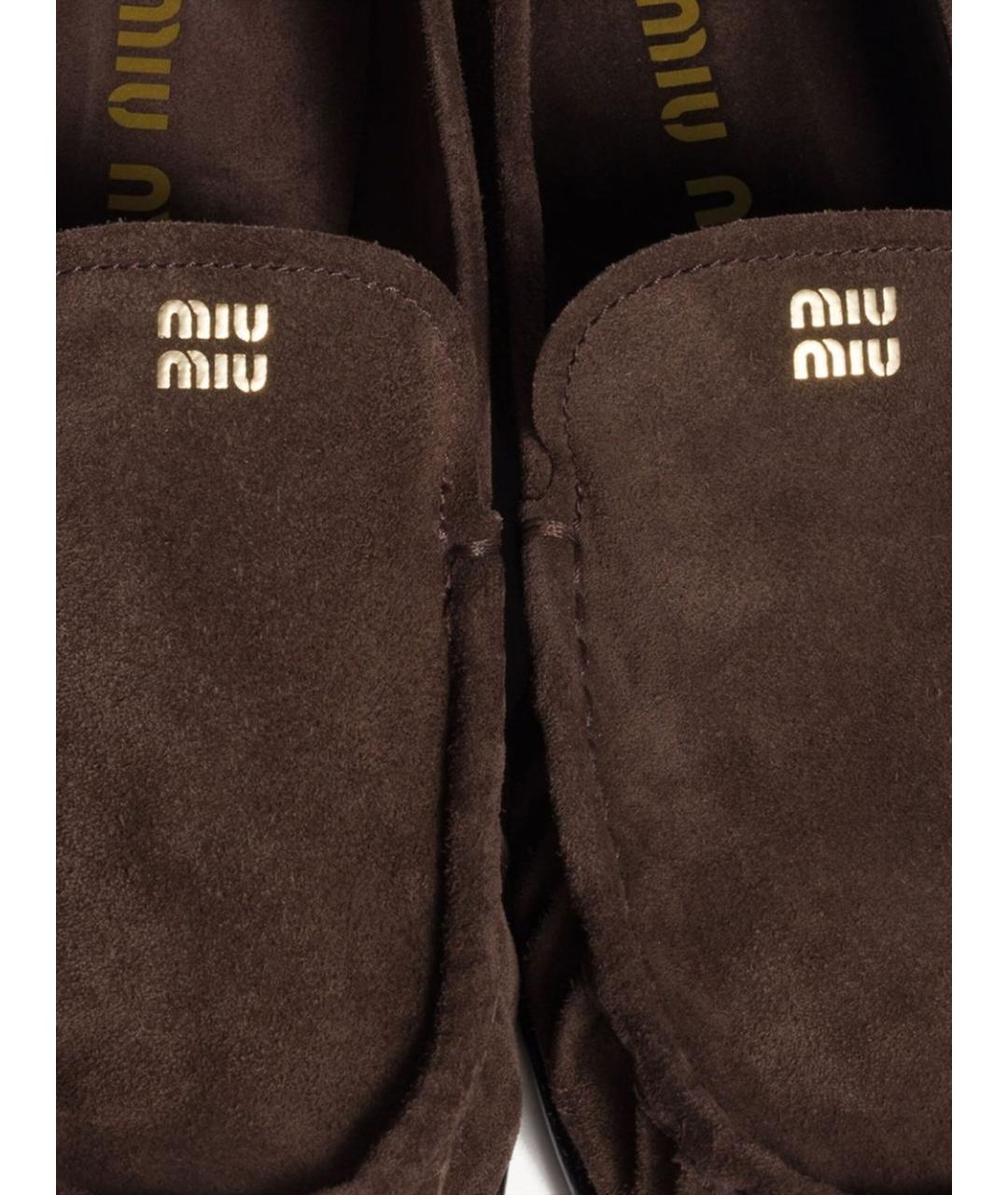 MIU MIU Коричневые замшевые лоферы, фото 4
