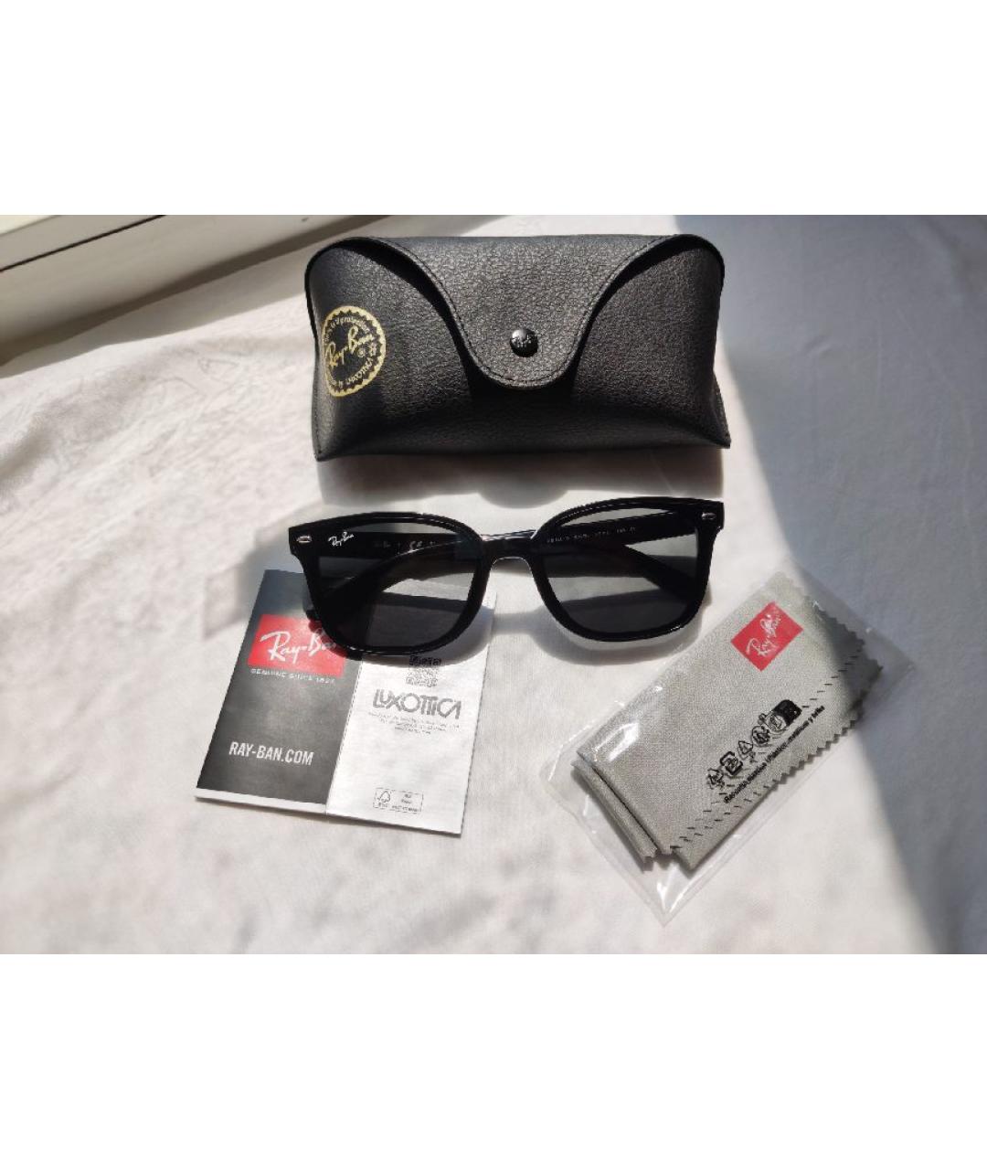 RAY BAN Черные пластиковые солнцезащитные очки, фото 8