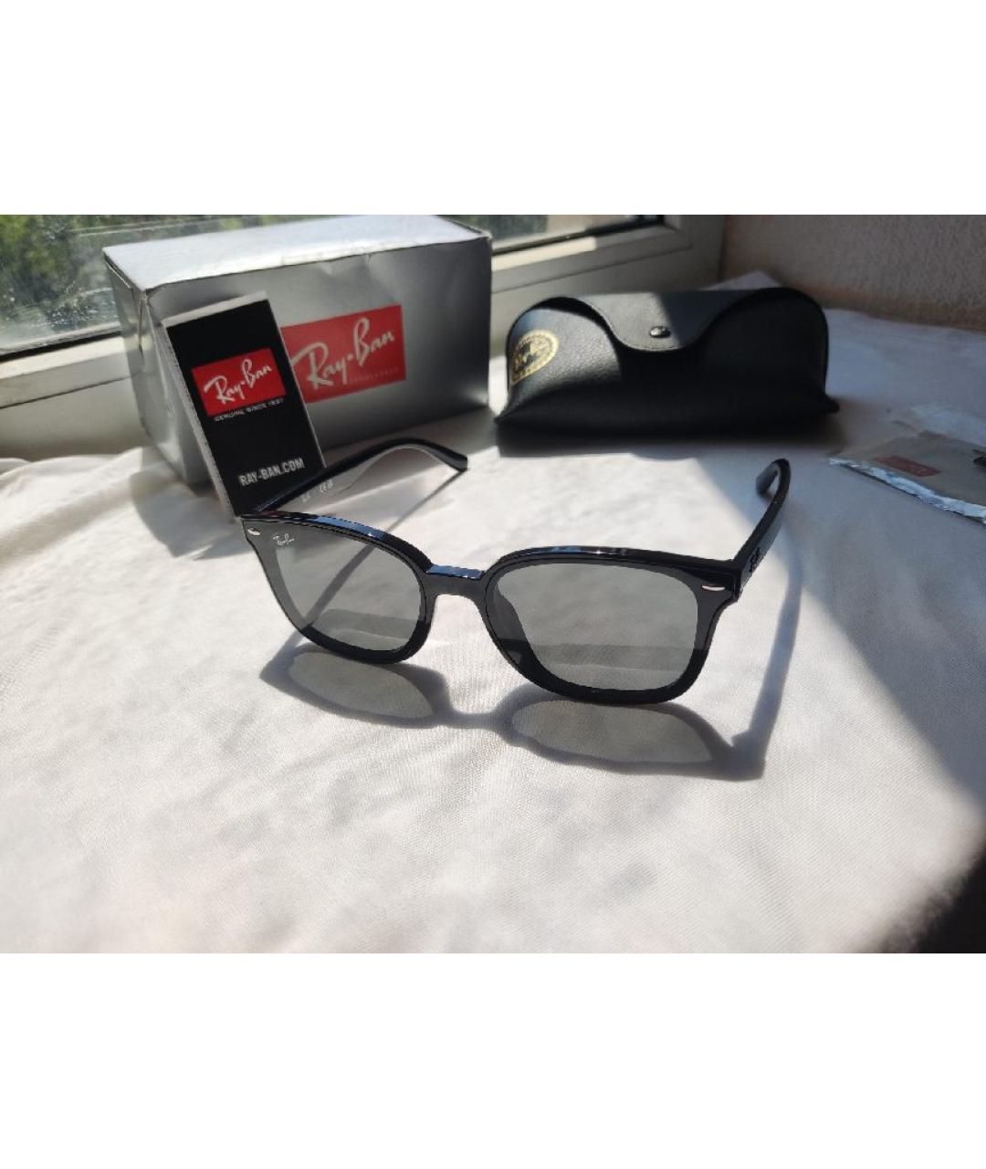 RAY BAN Черные пластиковые солнцезащитные очки, фото 6