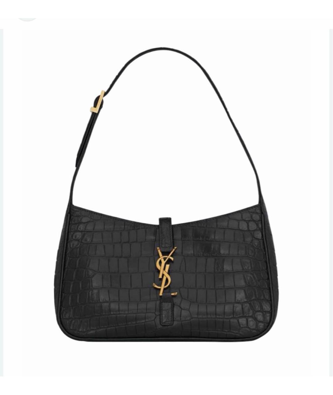 SAINT LAURENT Черная кожаная сумка с короткими ручками, фото 5