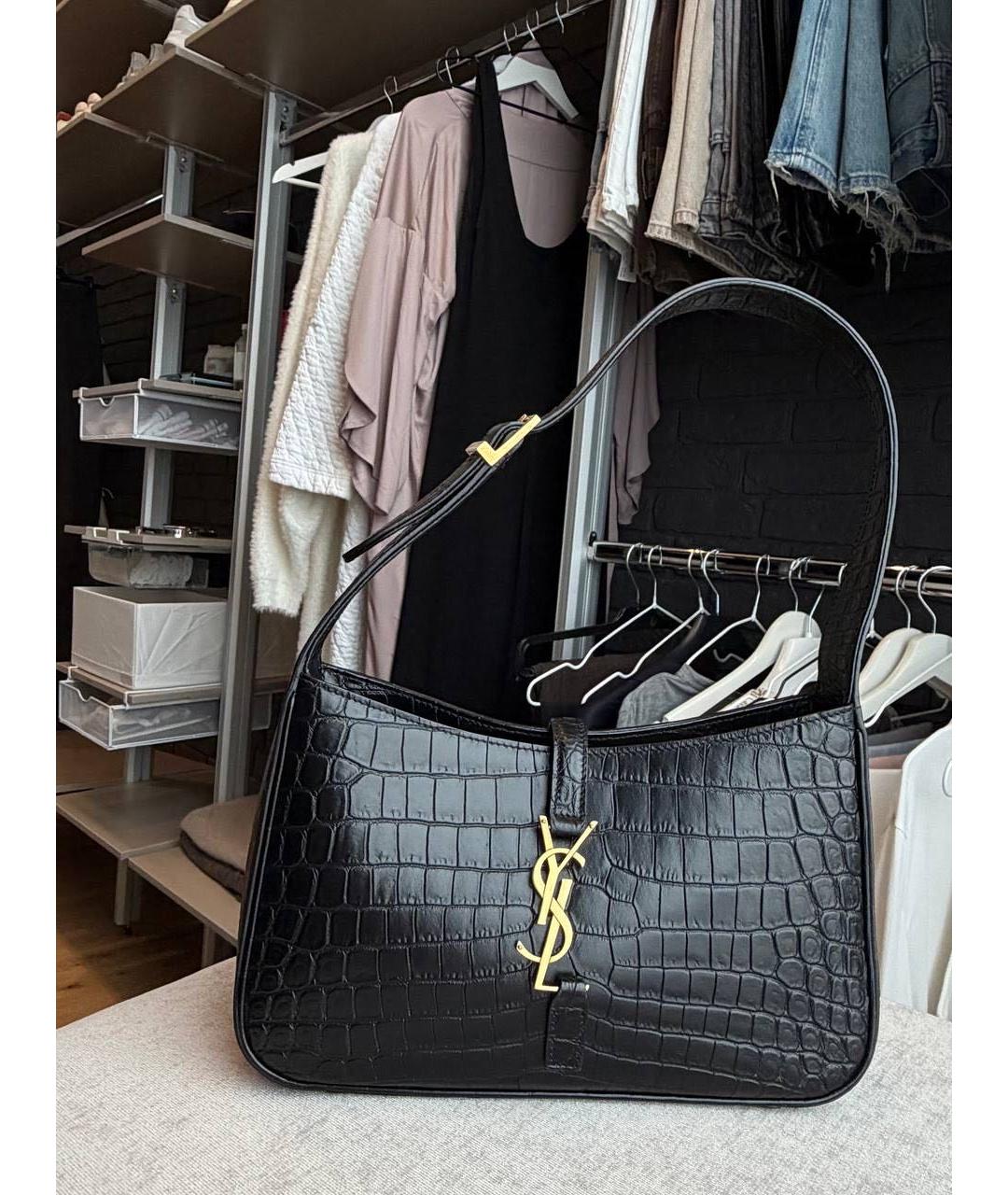 SAINT LAURENT Черная кожаная сумка с короткими ручками, фото 4