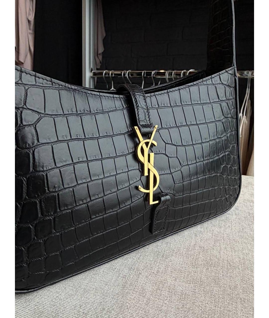 SAINT LAURENT Черная кожаная сумка с короткими ручками, фото 2
