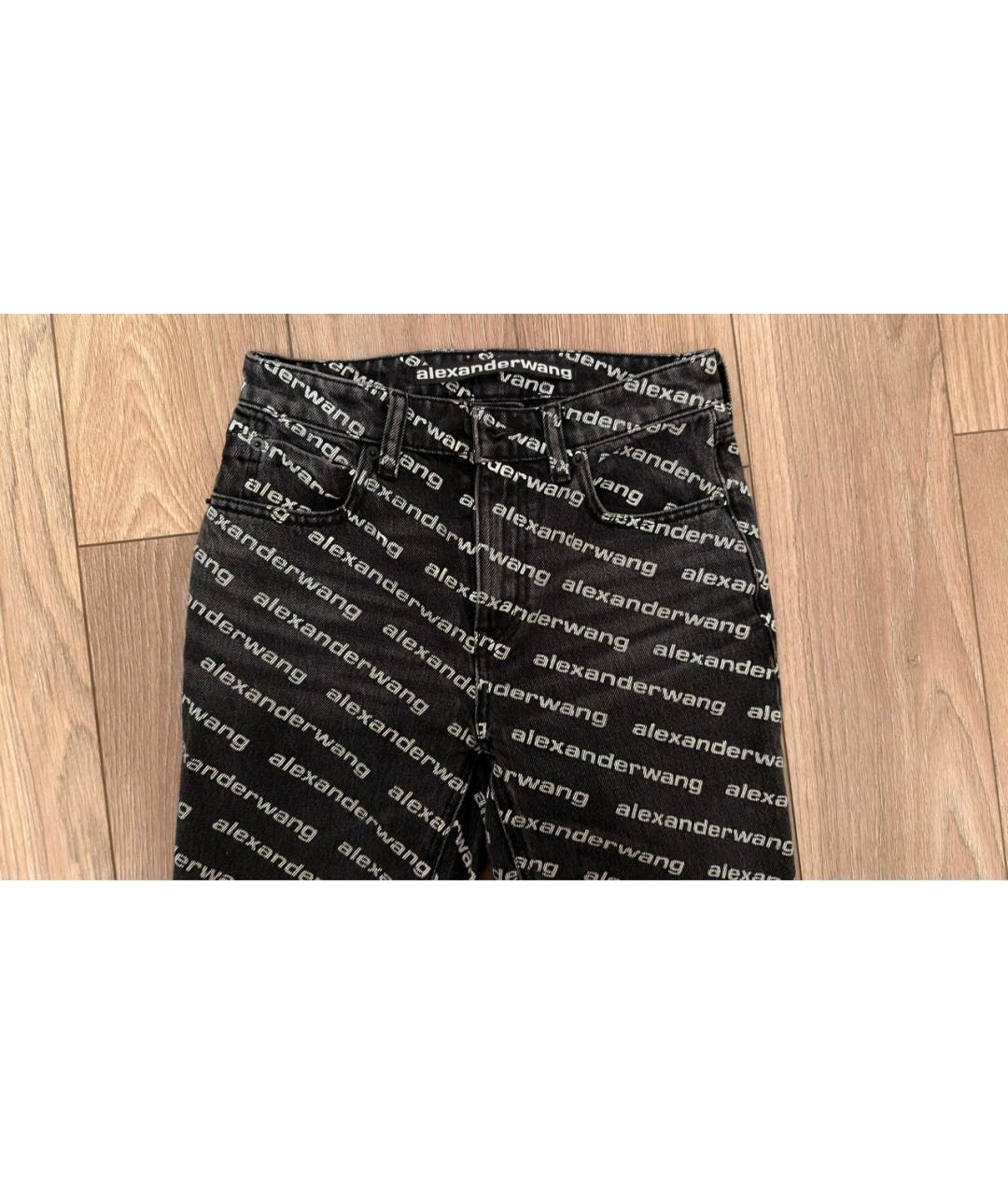 ALEXANDER WANG Антрацитовые хлопко-эластановые прямые джинсы, фото 3