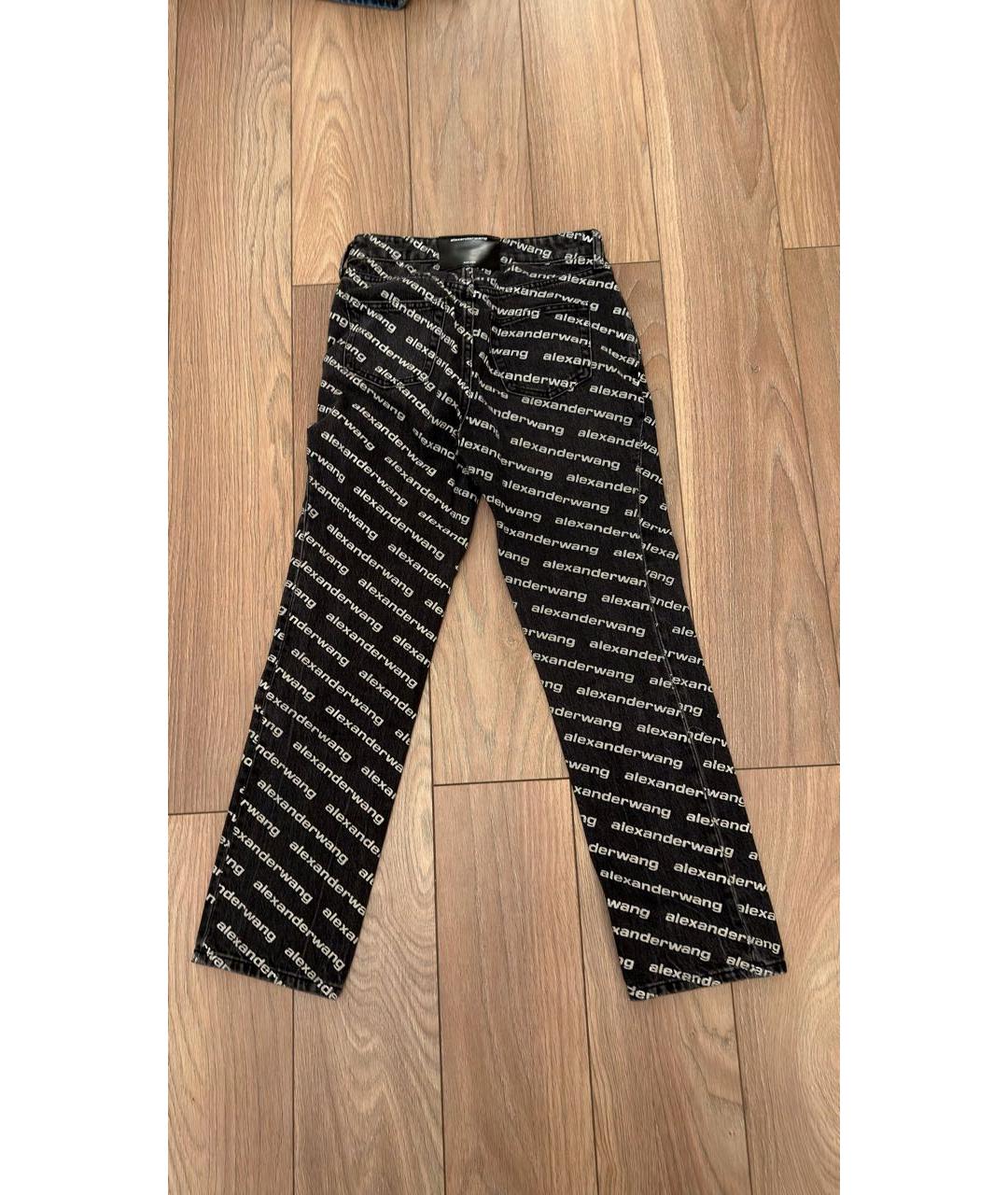 ALEXANDER WANG Антрацитовые хлопко-эластановые прямые джинсы, фото 2