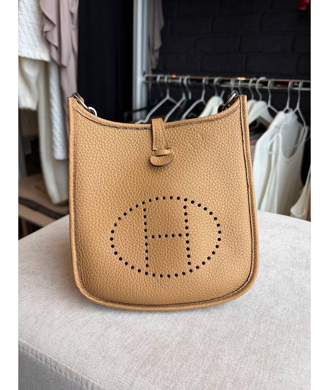 HERMES Бежевая кожаная сумка через плечо, фото 4
