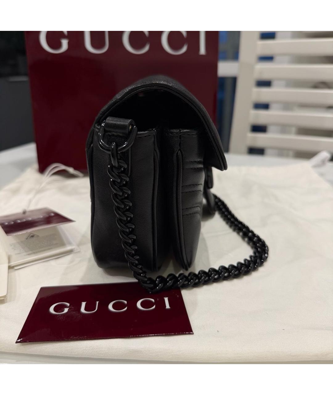 GUCCI Черная кожаная сумка через плечо, фото 2