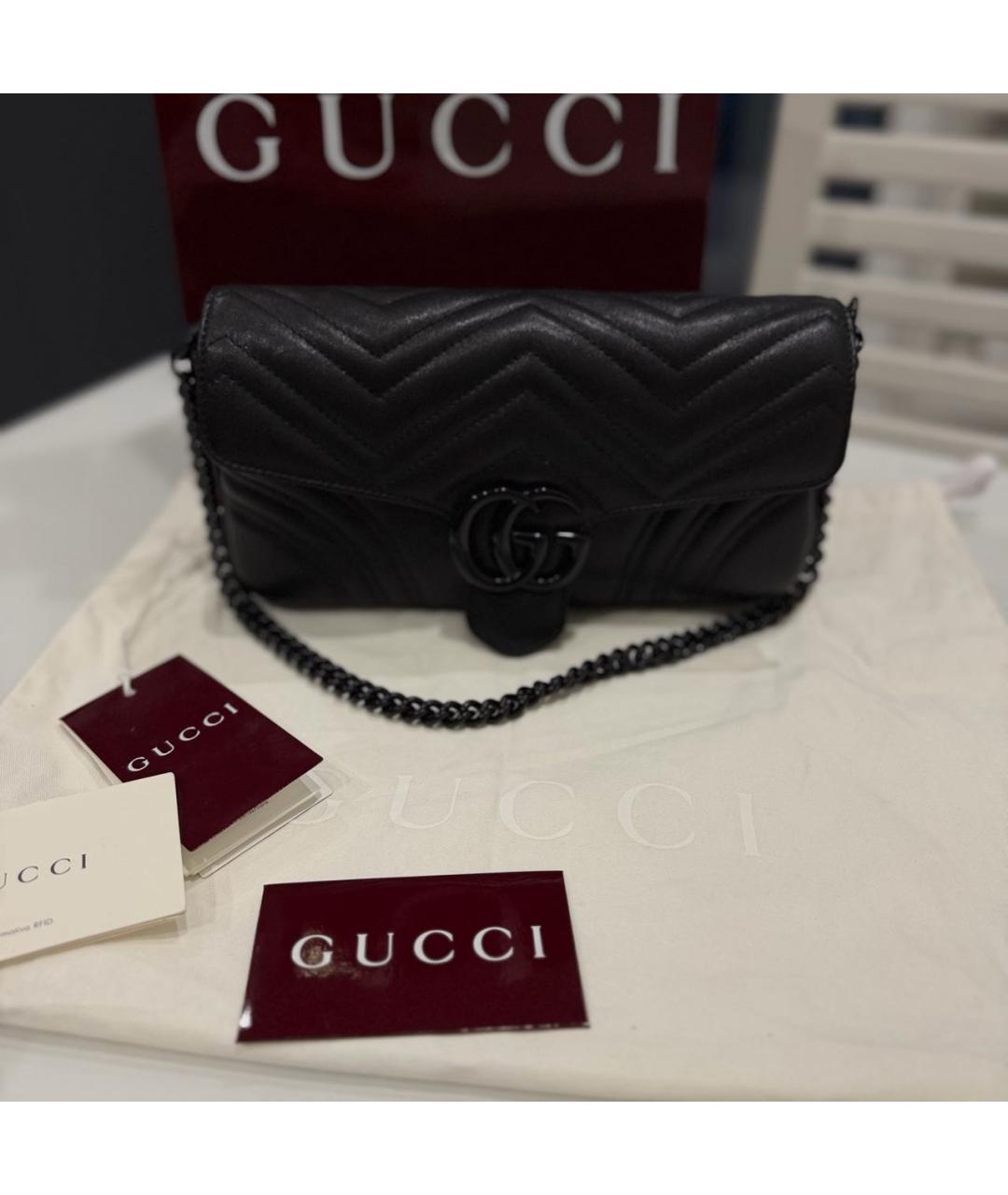 GUCCI Черная кожаная сумка через плечо, фото 8