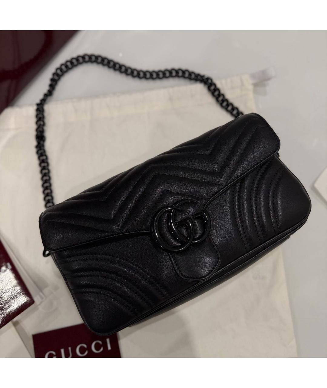 GUCCI Черная кожаная сумка через плечо, фото 6