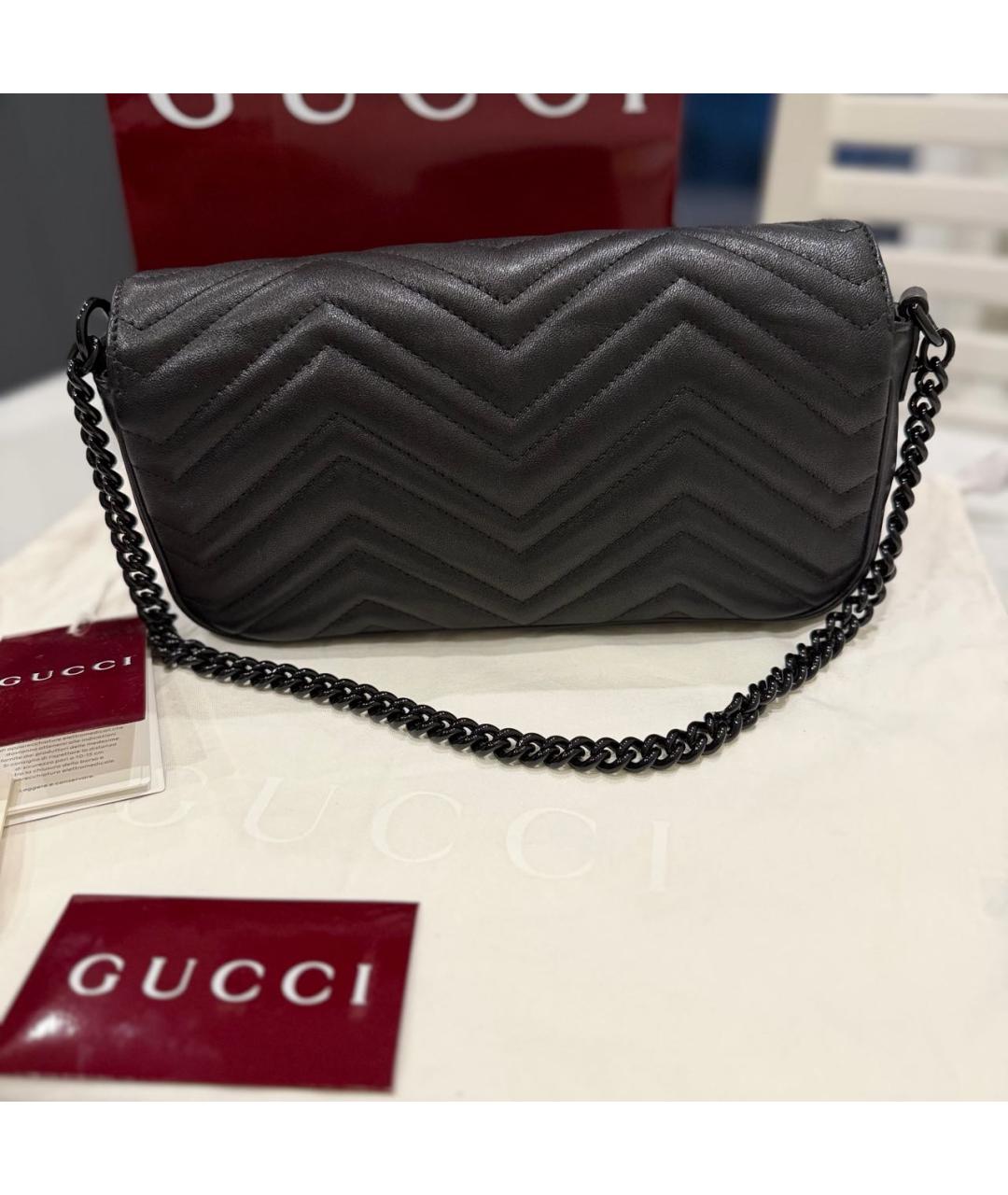 GUCCI Черная кожаная сумка через плечо, фото 3