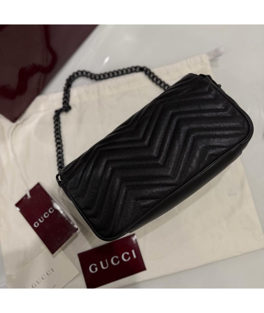 GUCCI Черная кожаная сумка через плечо, фото 7