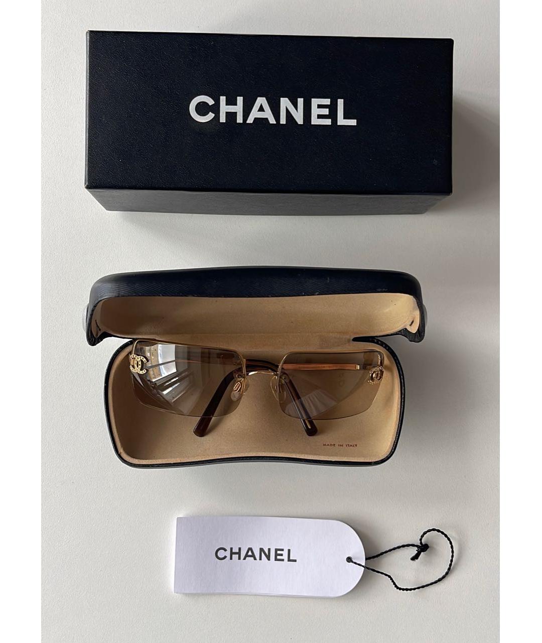 CHANEL Золотые металлические солнцезащитные очки, фото 6