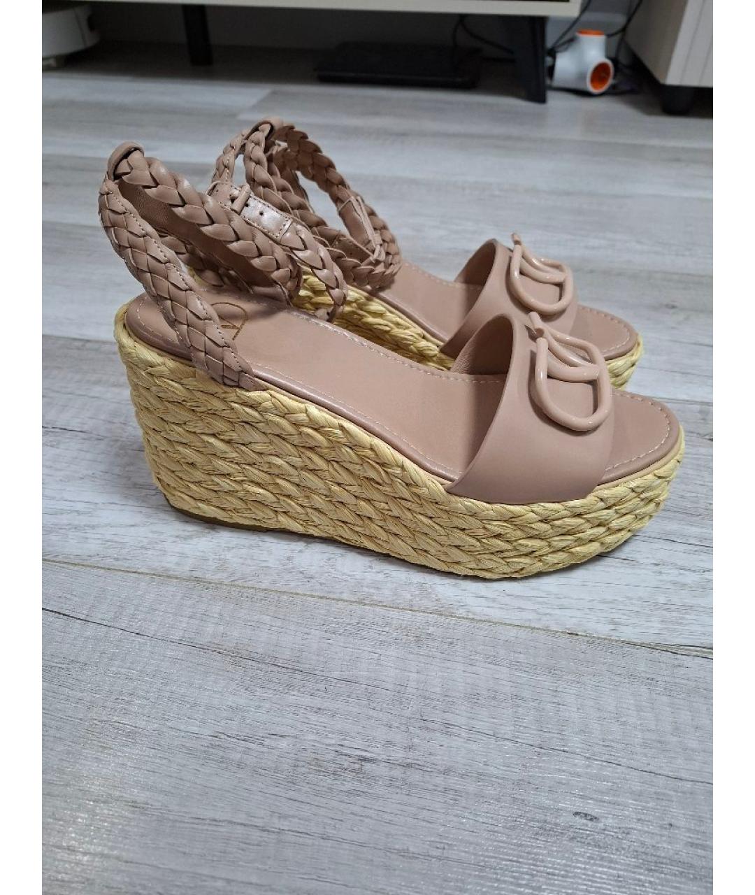 VALENTINO Розовые кожаные босоножки, фото 5