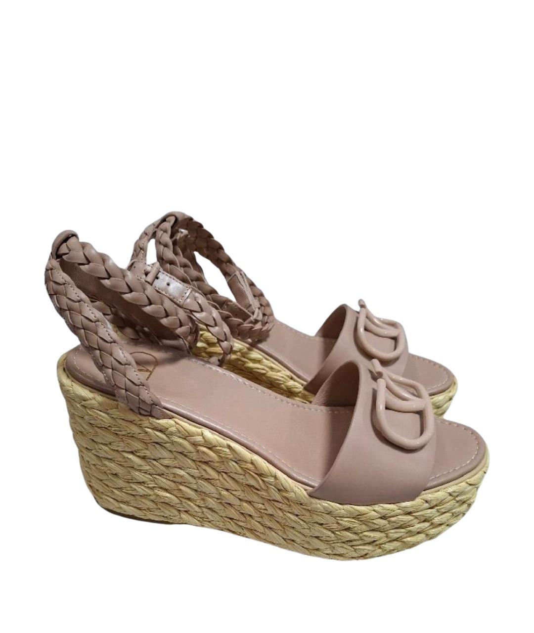 VALENTINO Розовые кожаные босоножки, фото 1
