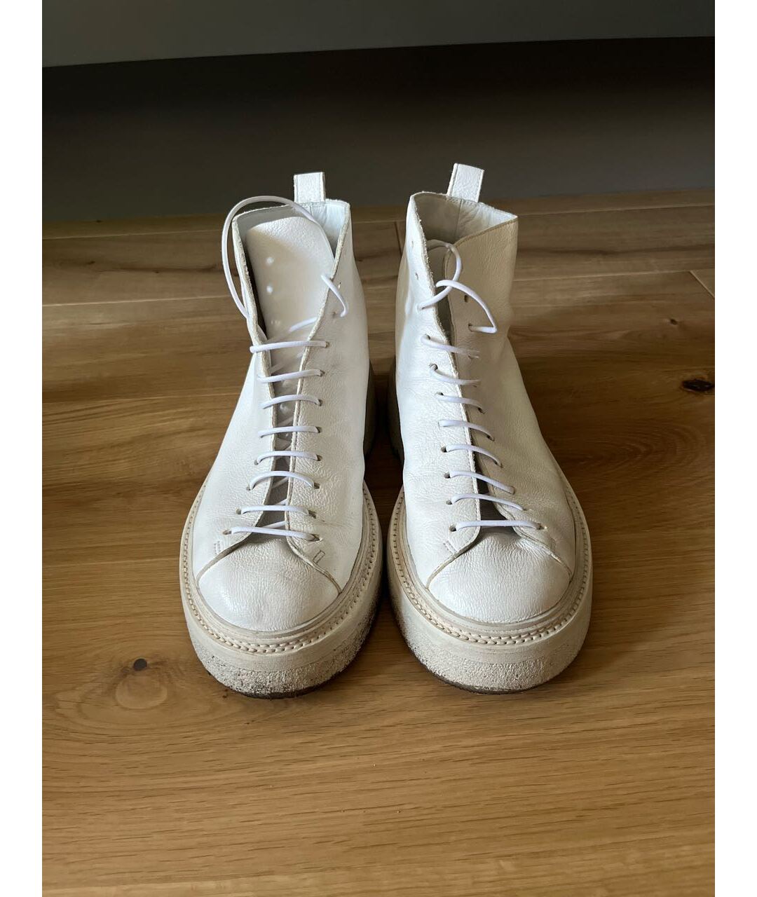 MARSELL Белые кожаные ботинки, фото 2