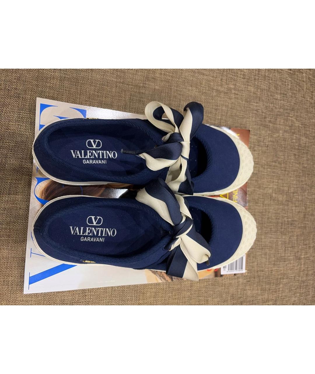 VALENTINO Темно-синие текстильные балетки, фото 3