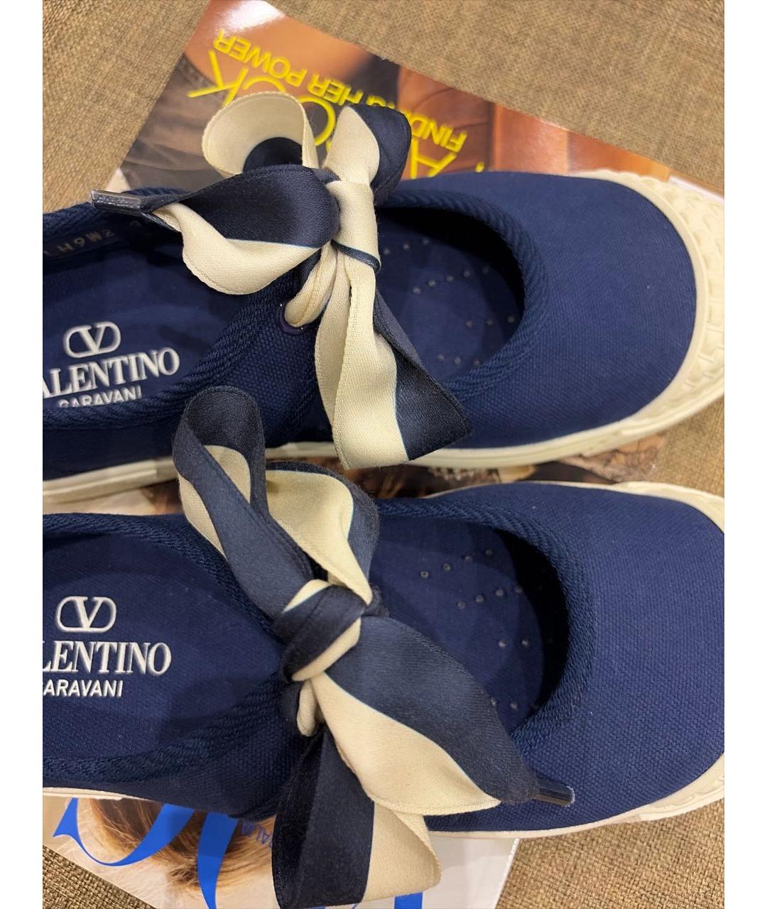 VALENTINO Темно-синие текстильные балетки, фото 6