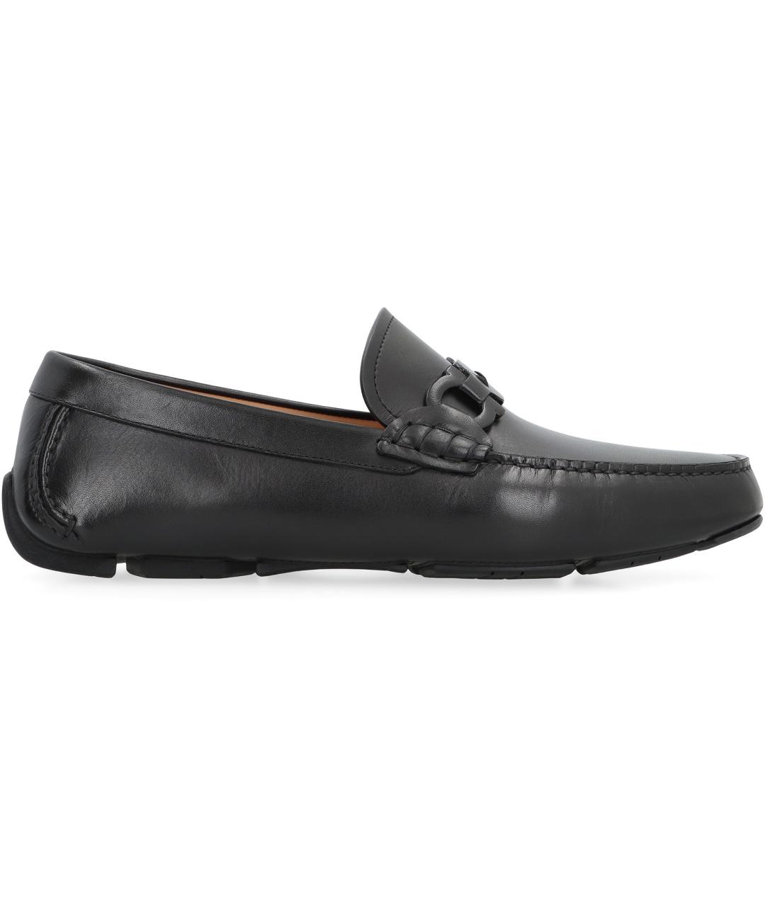 FERRAGAMO Черные кожаные лоферы, фото 1