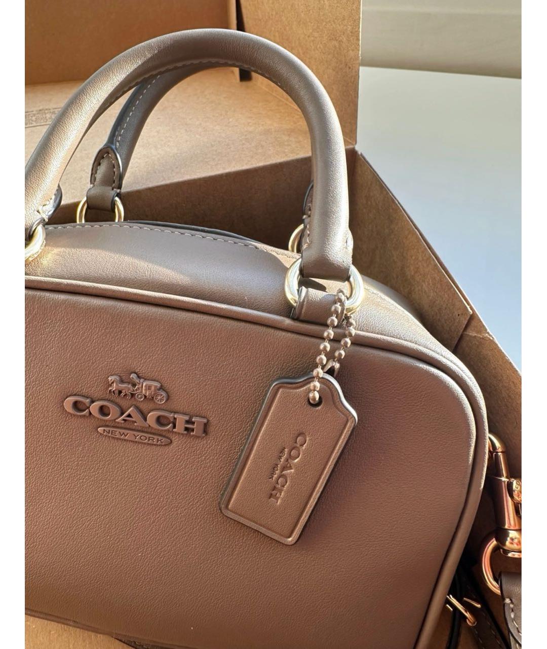 COACH Коричневая сумка с короткими ручками из искусственной кожи, фото 6