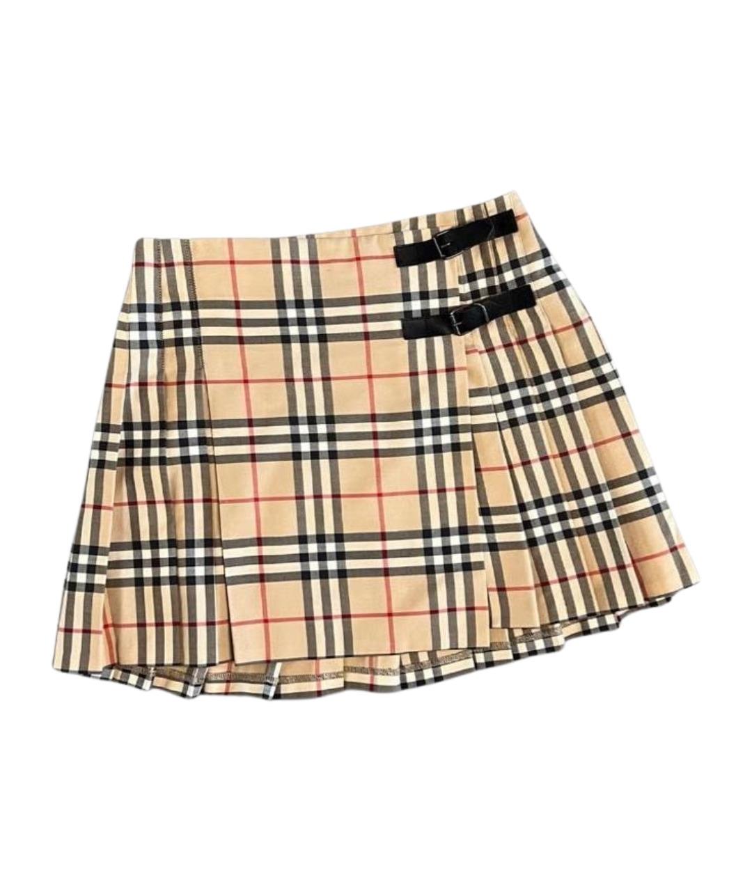 BURBERRY Бежевая полиэстеровая юбка, фото 1