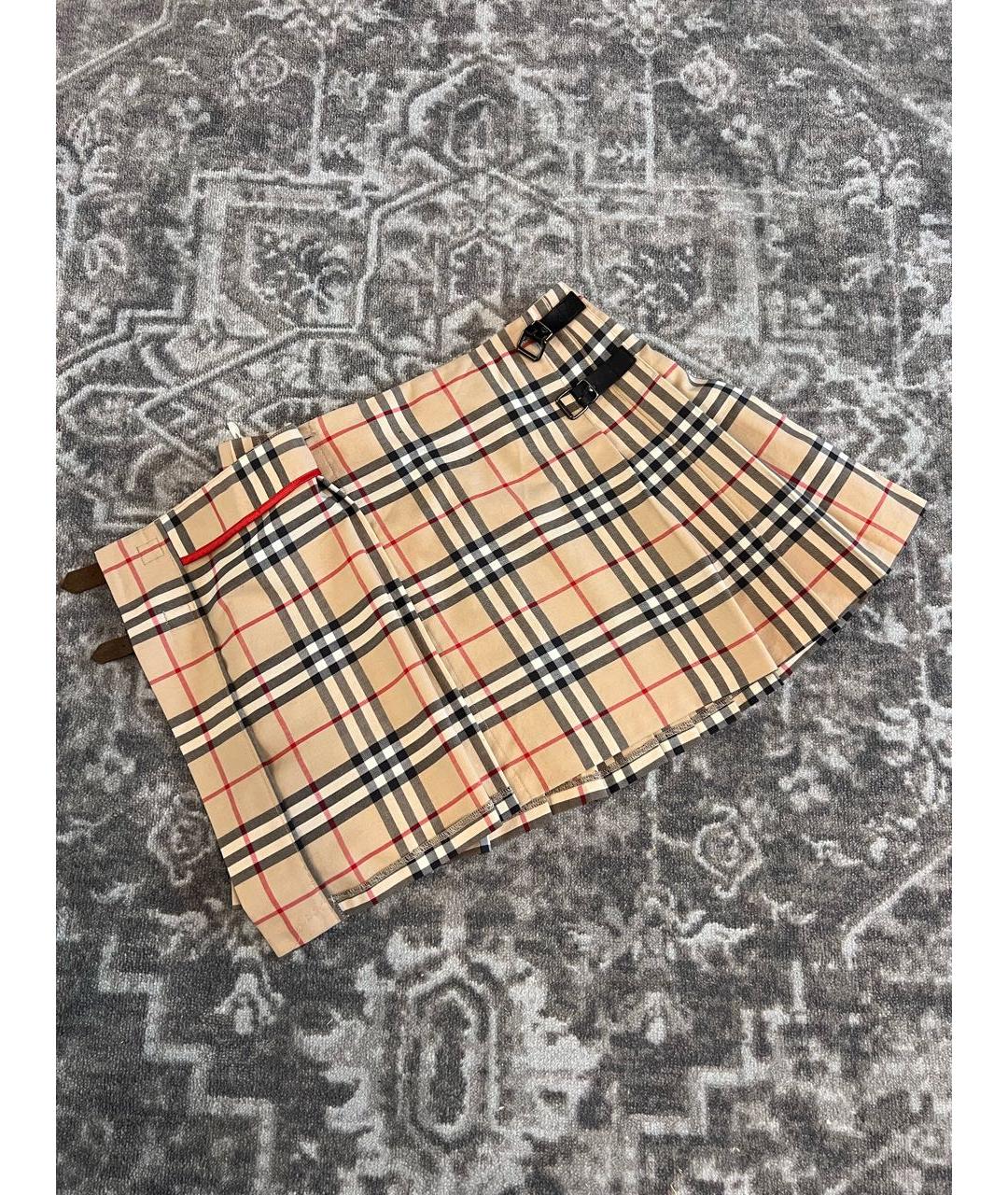 BURBERRY Бежевая полиэстеровая юбка, фото 3