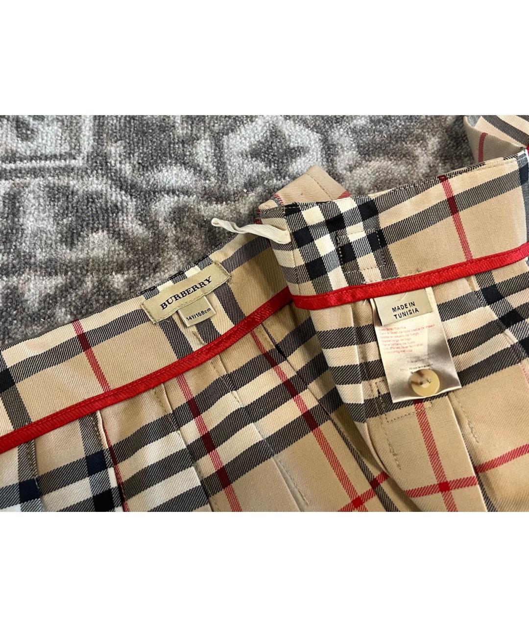 BURBERRY Бежевая полиэстеровая юбка, фото 4