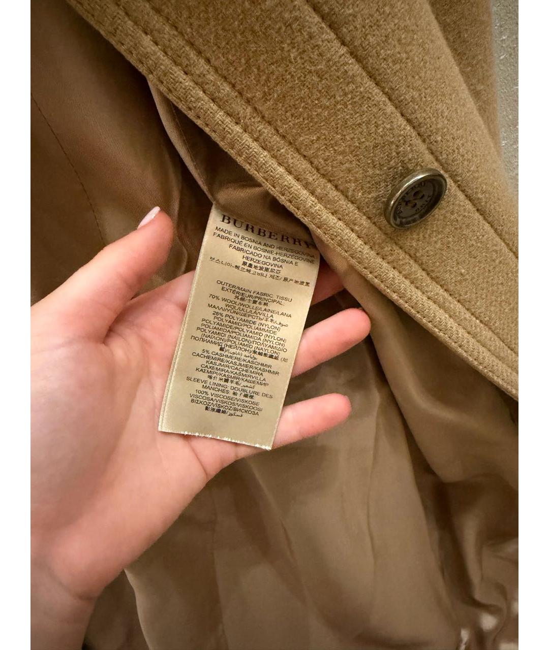BURBERRY Коричневое шерстяное пальто, фото 6