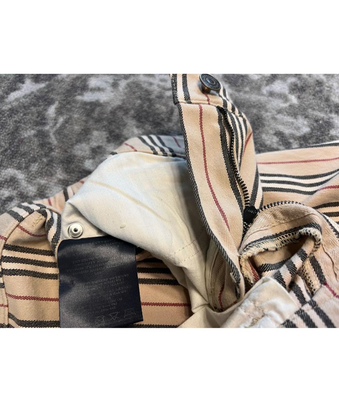 BURBERRY Бежевая хлопко-эластановая юбка миди, фото 4