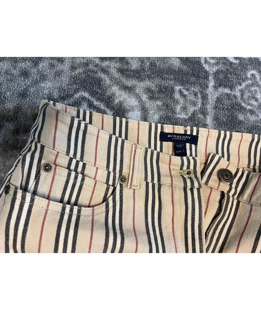 BURBERRY Бежевая хлопко-эластановая юбка миди, фото 3
