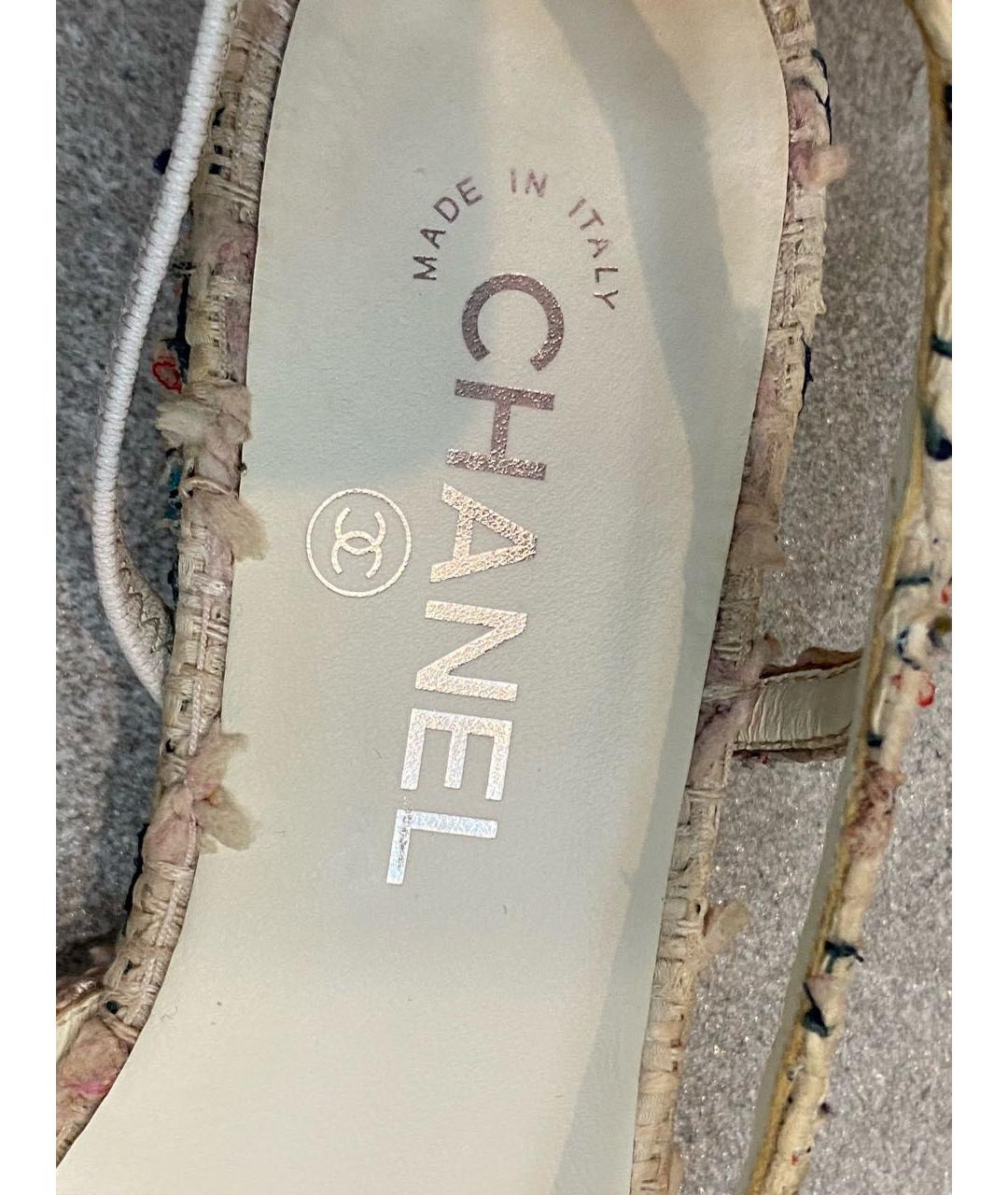 CHANEL Мульти текстильные босоножки, фото 7