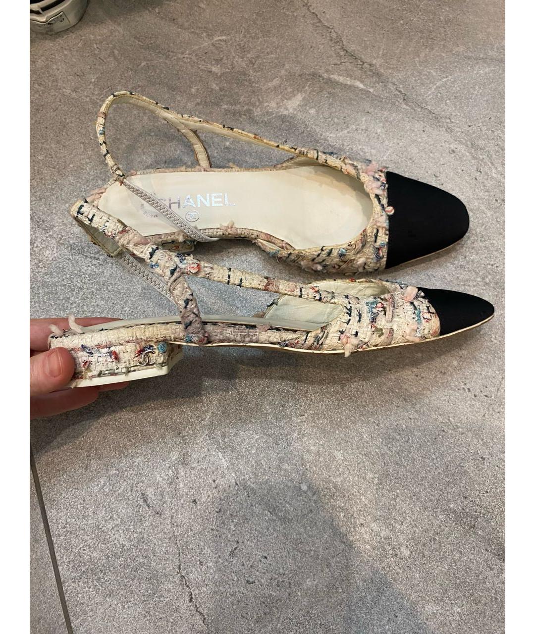 CHANEL Мульти текстильные босоножки, фото 8