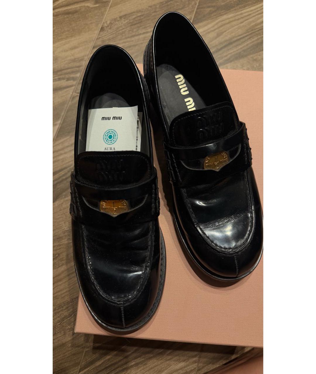 MIU MIU Черные лоферы из лакированной кожи, фото 3