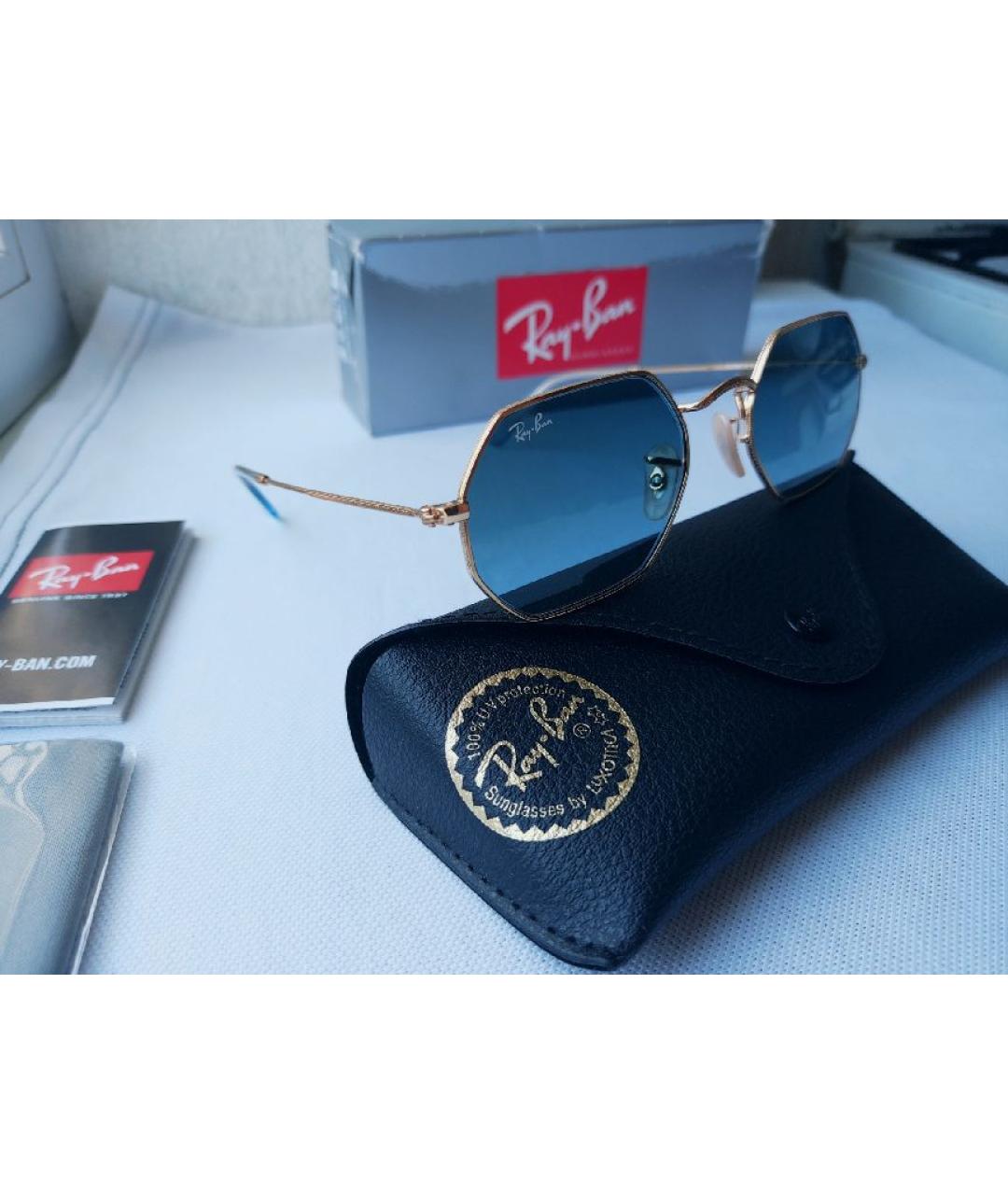 RAY BAN Золотые металлические солнцезащитные очки, фото 6