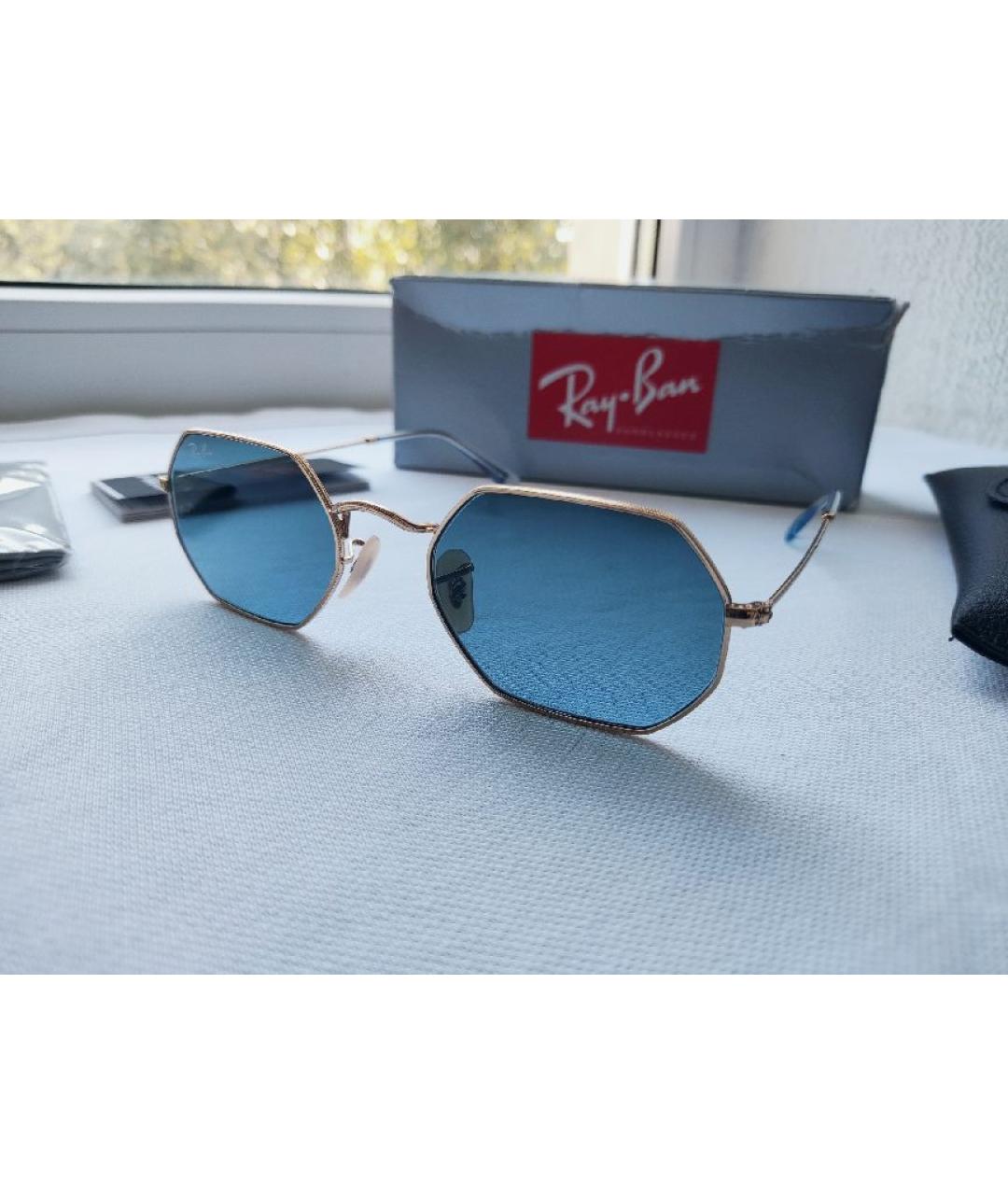 RAY BAN Золотые металлические солнцезащитные очки, фото 2