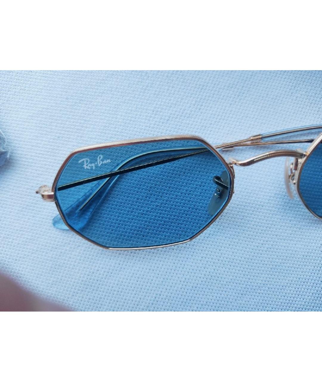 RAY BAN Золотые металлические солнцезащитные очки, фото 5