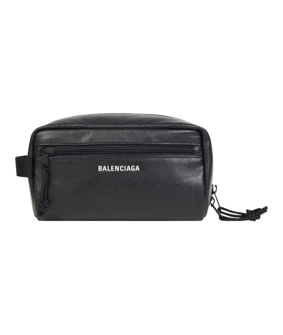 BALENCIAGA Черная кожаная барсетка, фото 1