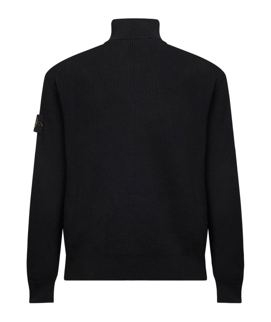 STONE ISLAND Черный хлопковый кардиган, фото 4