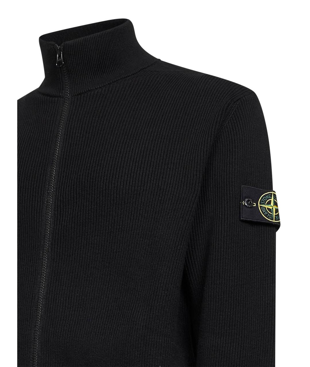 STONE ISLAND Черный хлопковый кардиган, фото 3