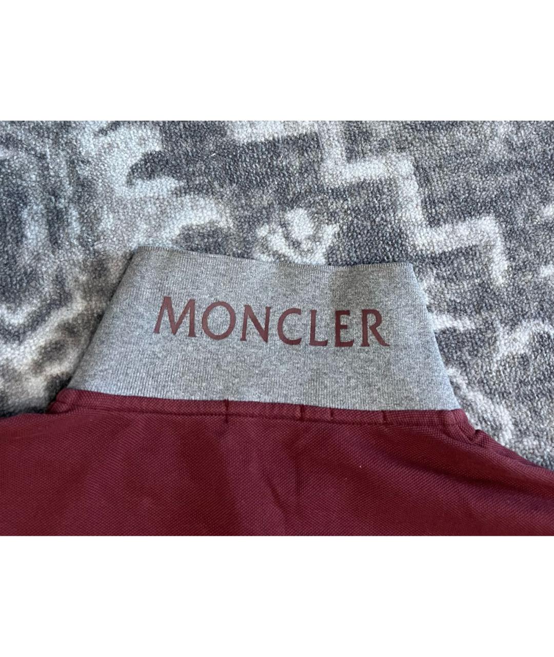 MONCLER Бордовое хлопковое поло с длинным рукавом, фото 6