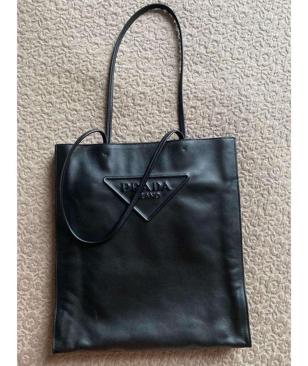 PRADA Черная кожаная сумка тоут, фото 4