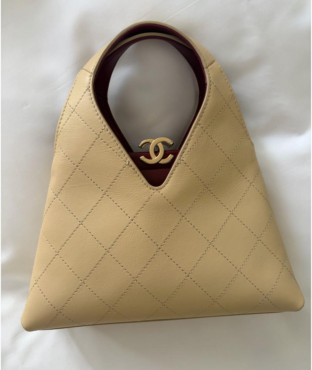 CHANEL Бежевая кожаная сумка через плечо, фото 4