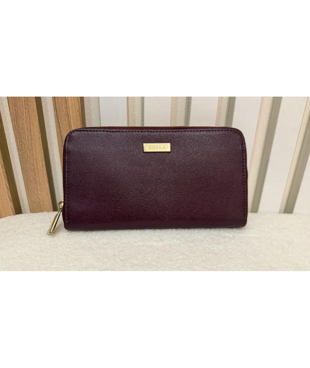 FURLA Бордовый кожаный кошелек, фото 5