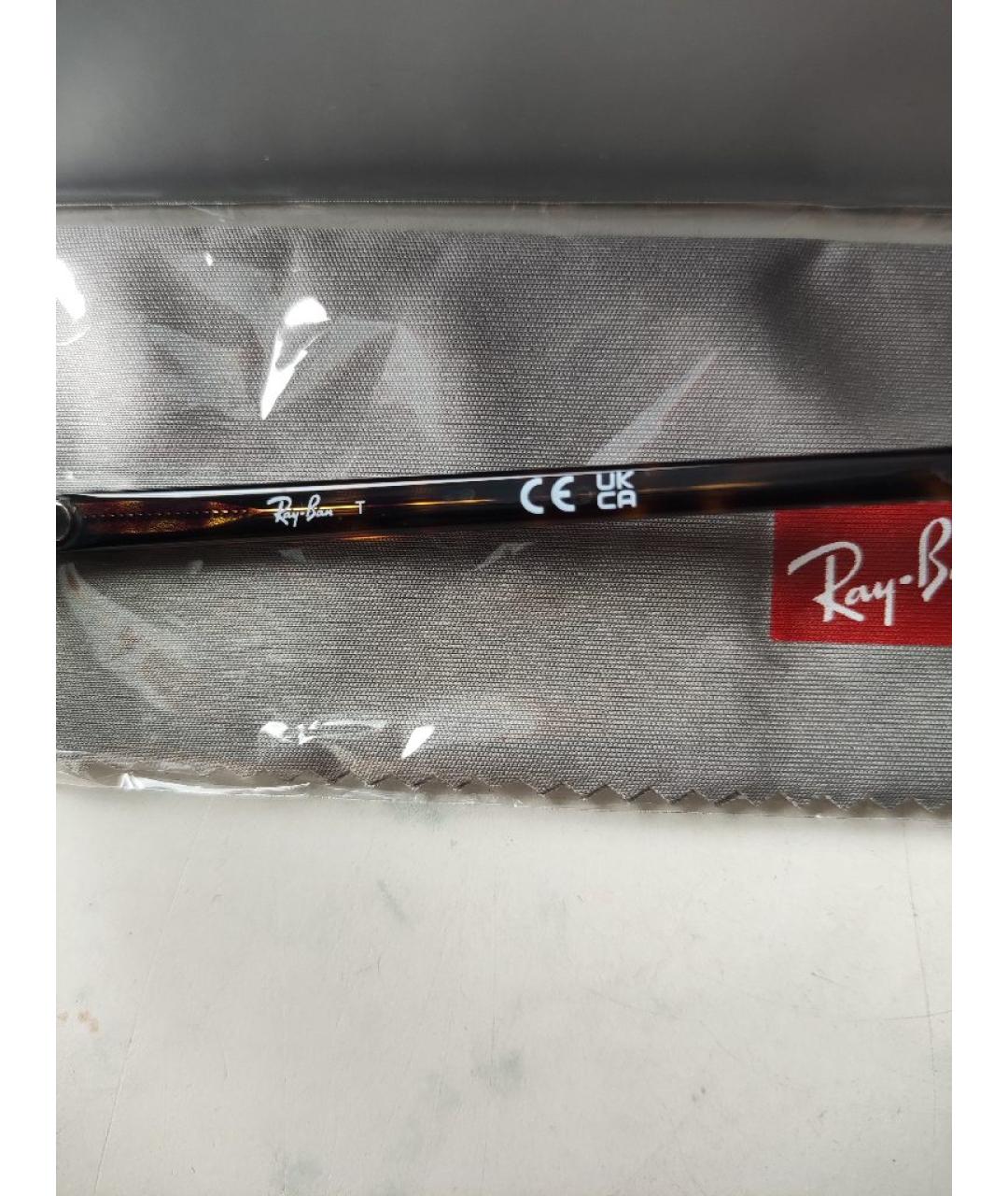 RAY BAN Коричневые пластиковые солнцезащитные очки, фото 6