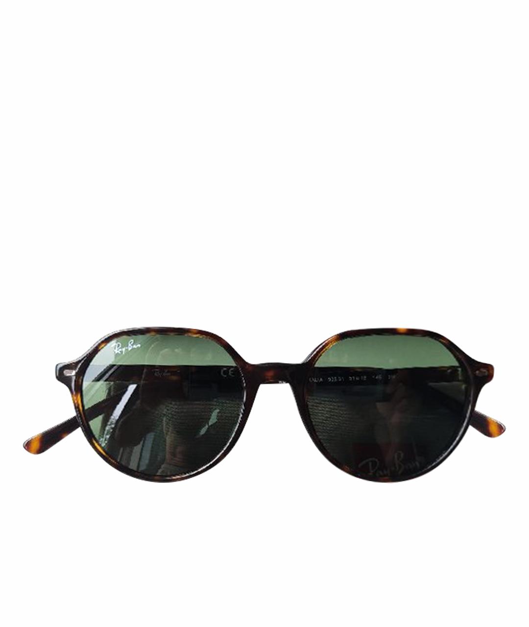 RAY BAN Коричневые пластиковые солнцезащитные очки, фото 1
