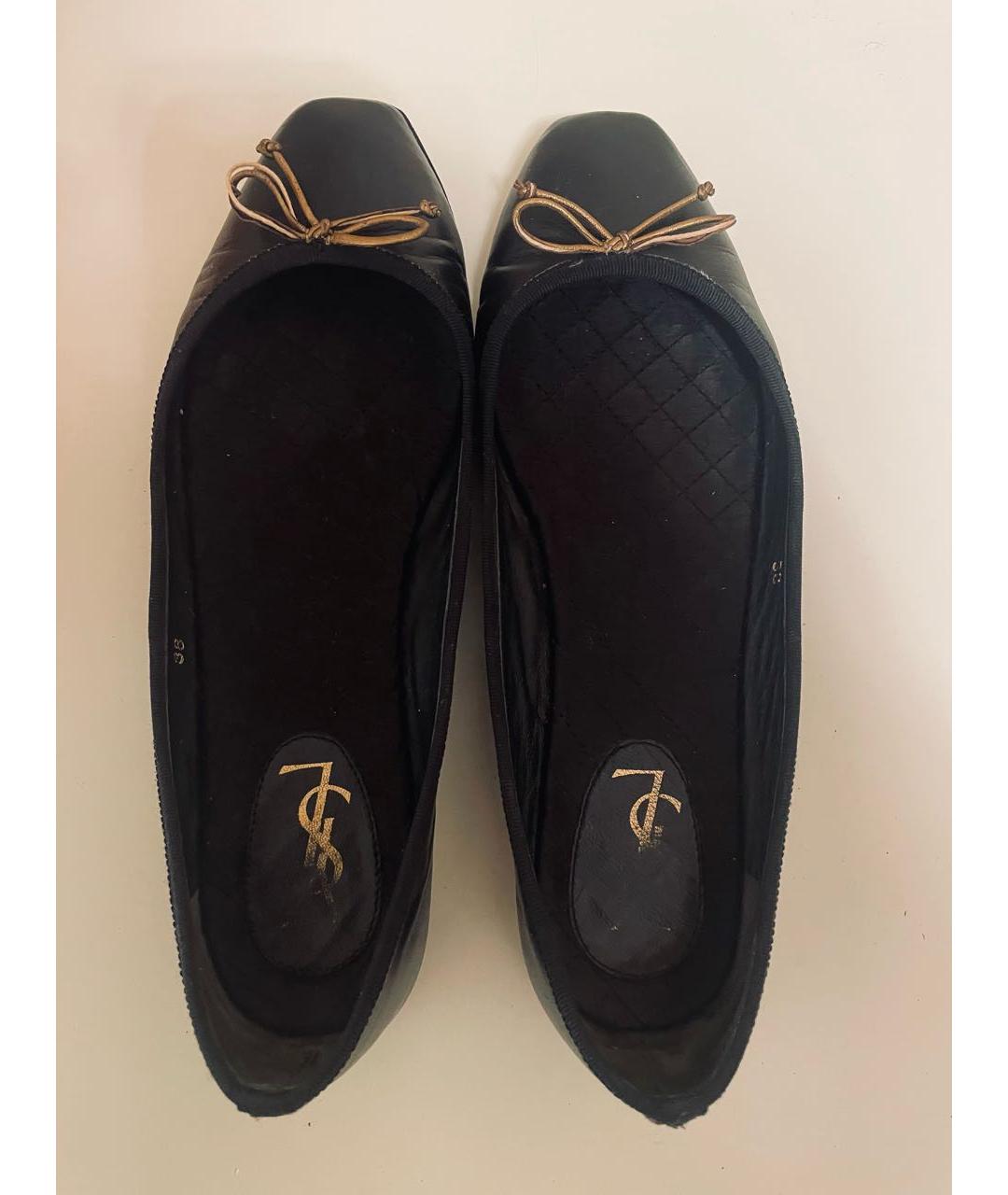 SAINT LAURENT Черные кожаные балетки, фото 3