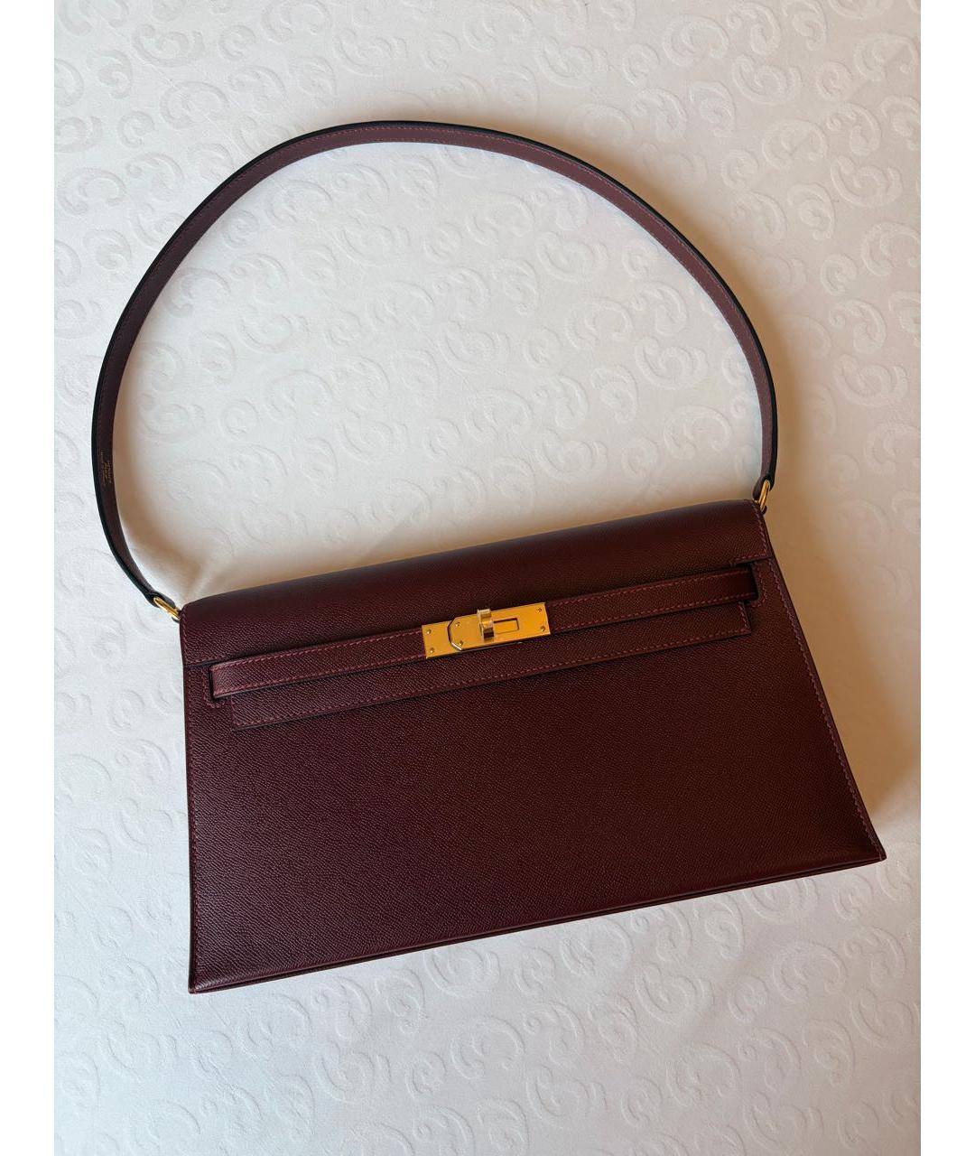 HERMES Бордовая кожаная сумка через плечо, фото 2